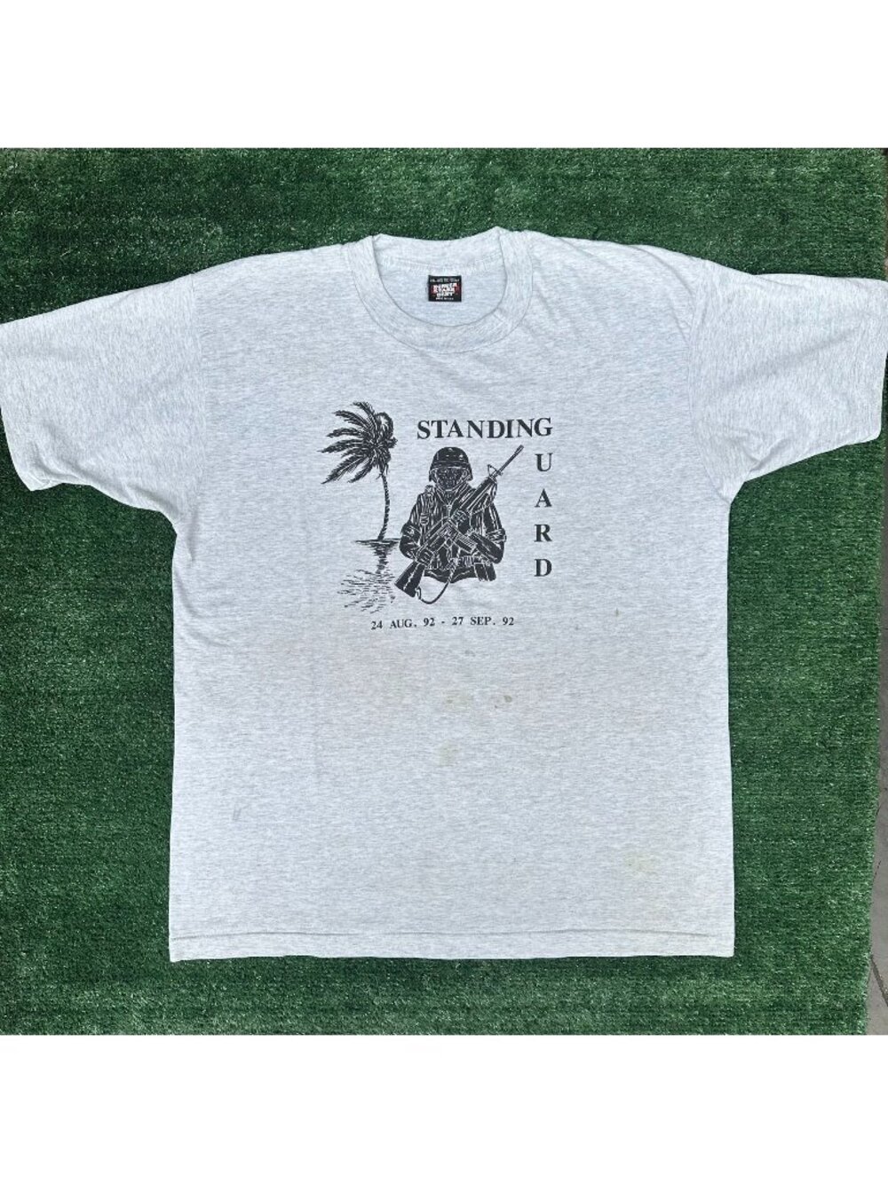 Vintage 90s Florida National Guard Hurricane Andrew T-Shirt Gray XL Single Stitc
